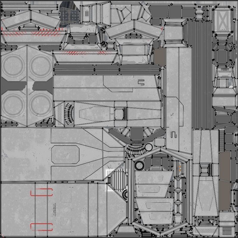 Lowpoly Sci-Fi Spaceship Low-poly 3D model_8