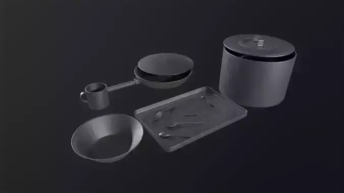 Aluminum items 3D Model Low-poly 3D model