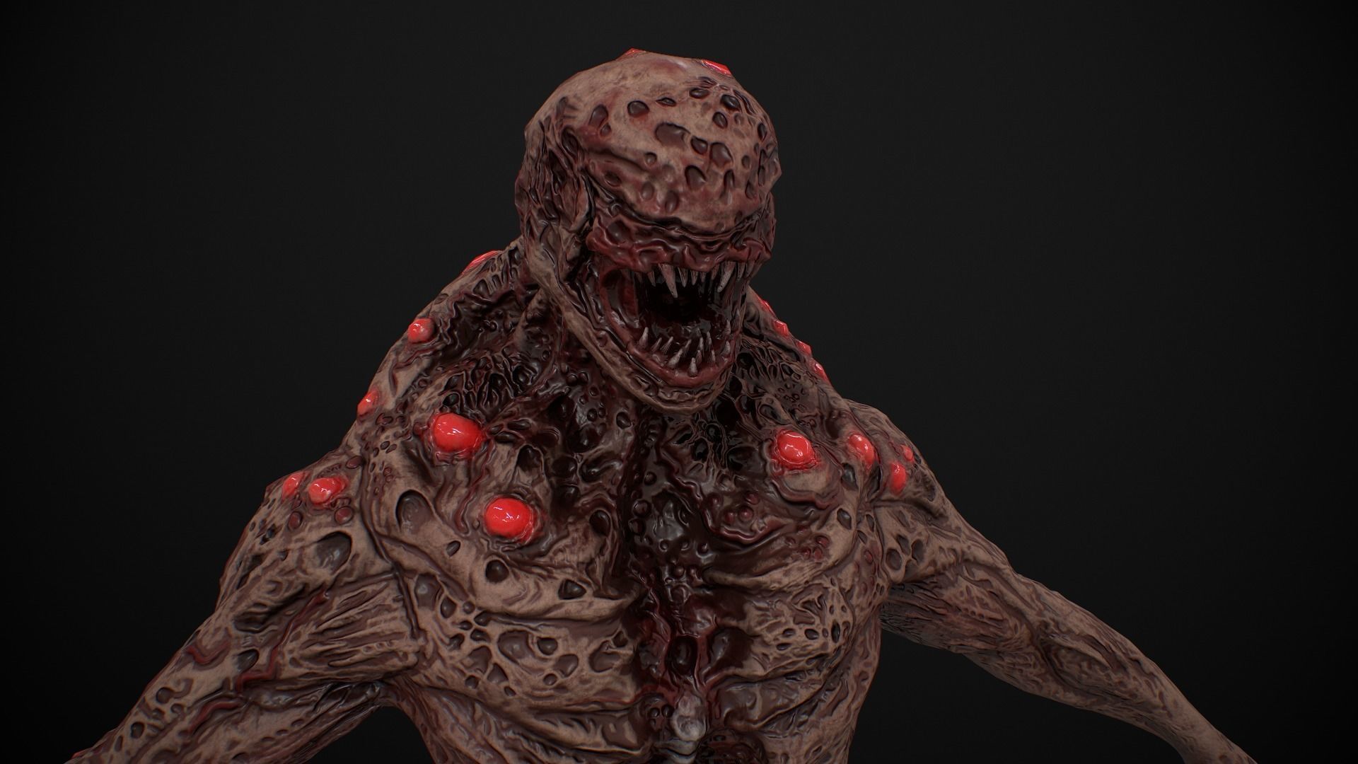 Mutant Humanoid Monster Low-poly 3D model_14