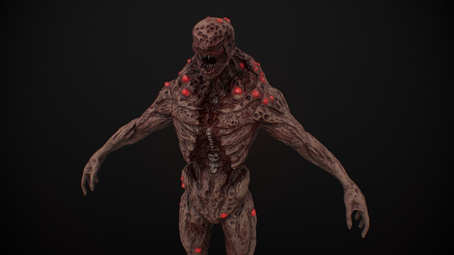 Mutant Humanoid Monster Low-poly 3D model_10