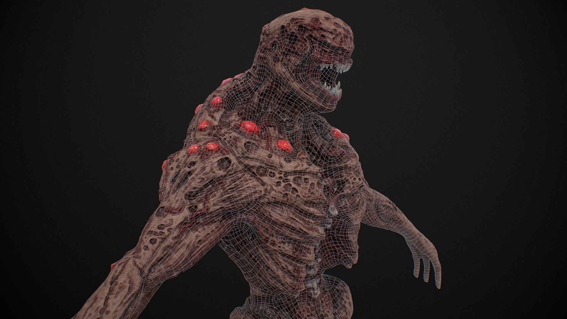 Mutant Humanoid Monster Low-poly 3D model_25