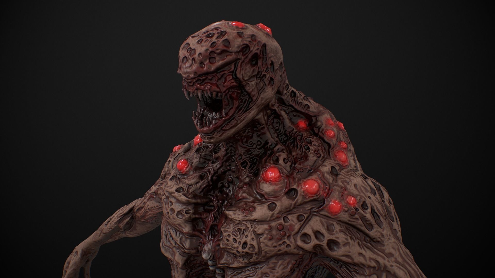 Mutant Humanoid Monster Low-poly 3D model_15