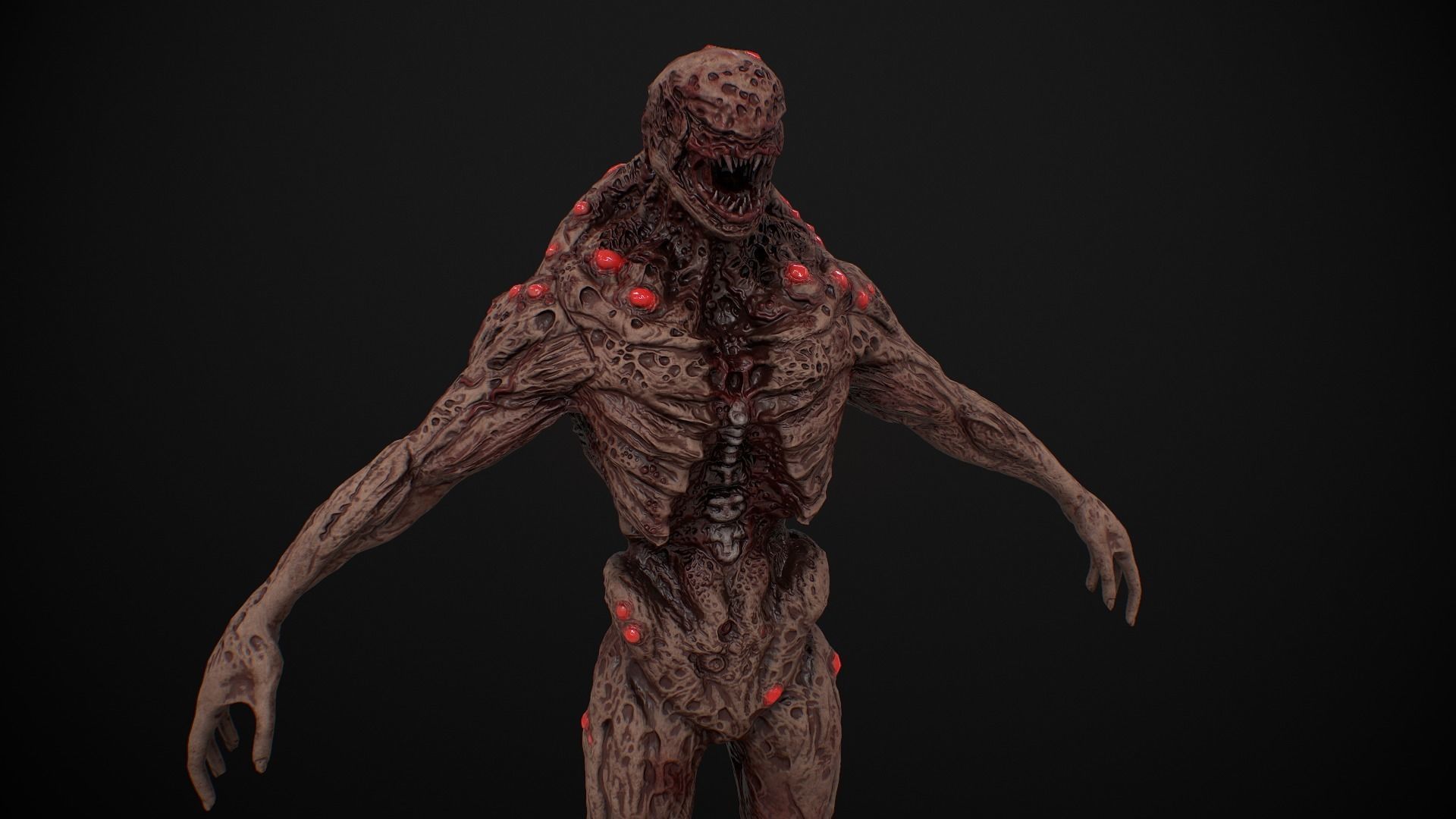 Mutant Humanoid Monster Low-poly 3D model_9