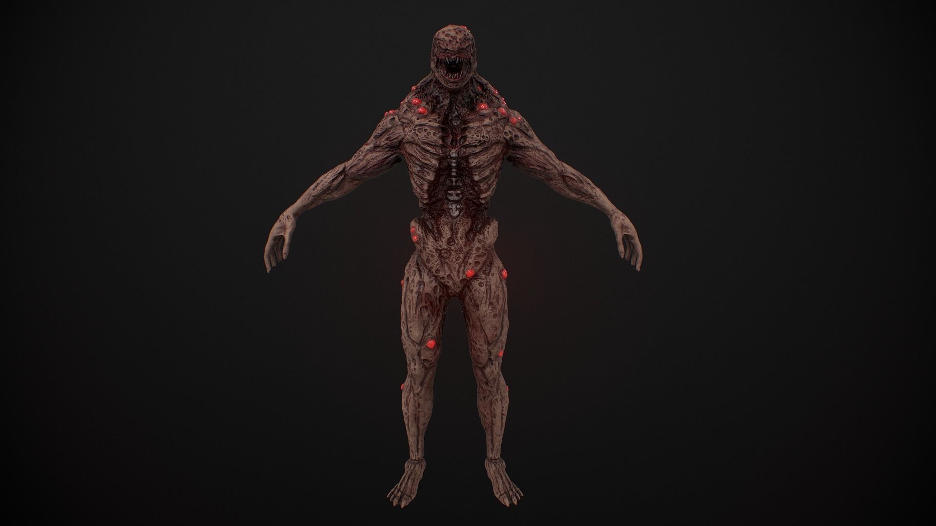 Mutant Humanoid Monster Low-poly 3D model_4