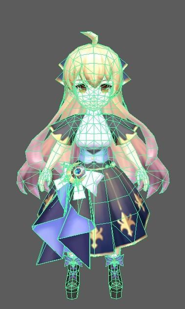 Cartoon Girl Low-poly 3D model_4