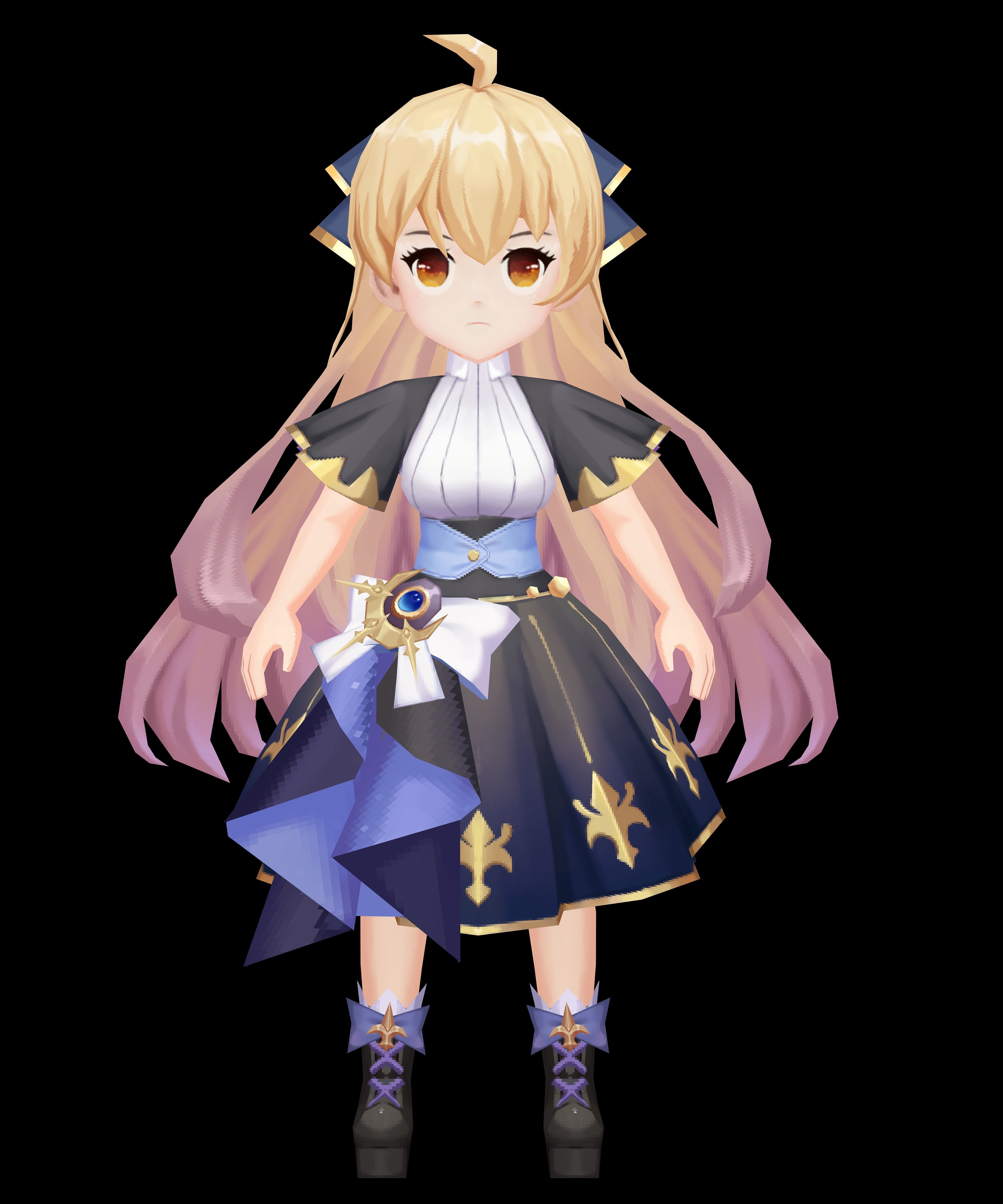 Cartoon Girl Low-poly 3D model_6