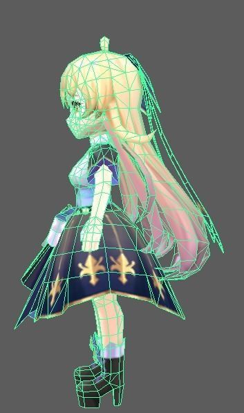 Cartoon Girl Low-poly 3D model_1