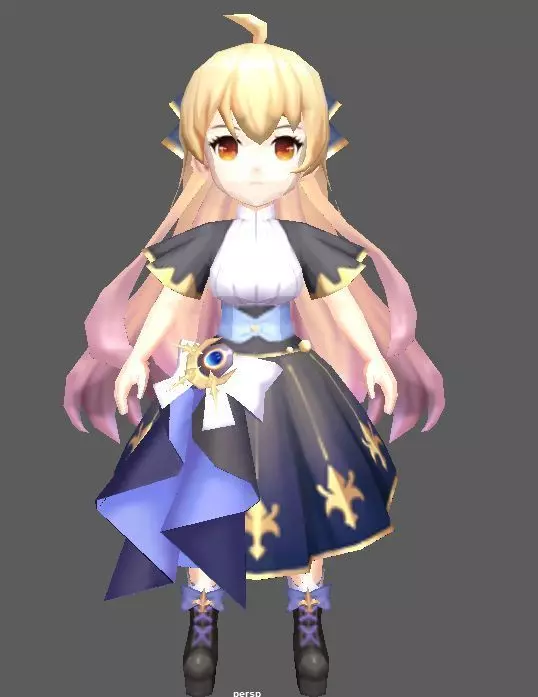 Cartoon Girl Low-poly 3D model_0