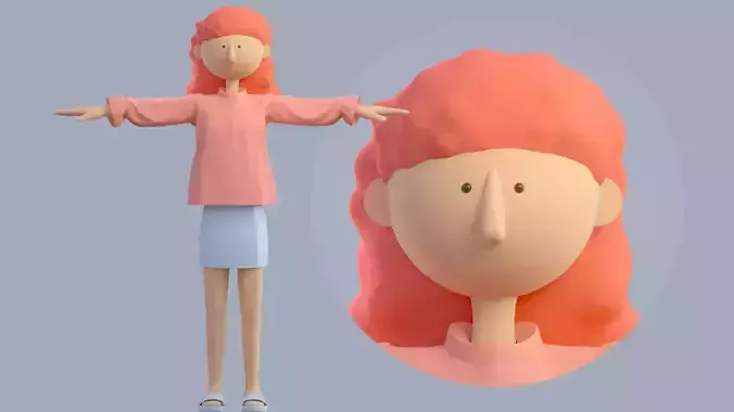 Cartoon Girl Mom Auntie IP Cartoon Image c4d