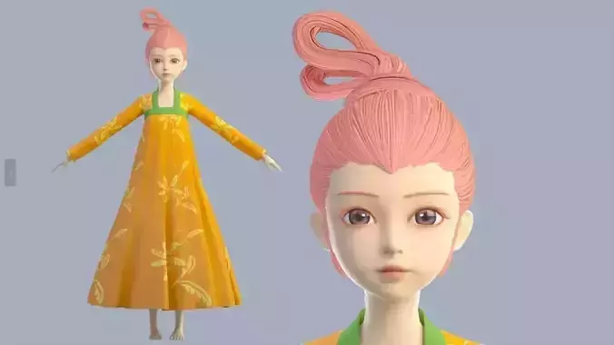 Cartoon Girl Ancient Girl Miss Sister Little Girl