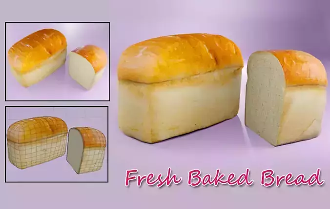Fresh Baked Bread Low-poly 3D model