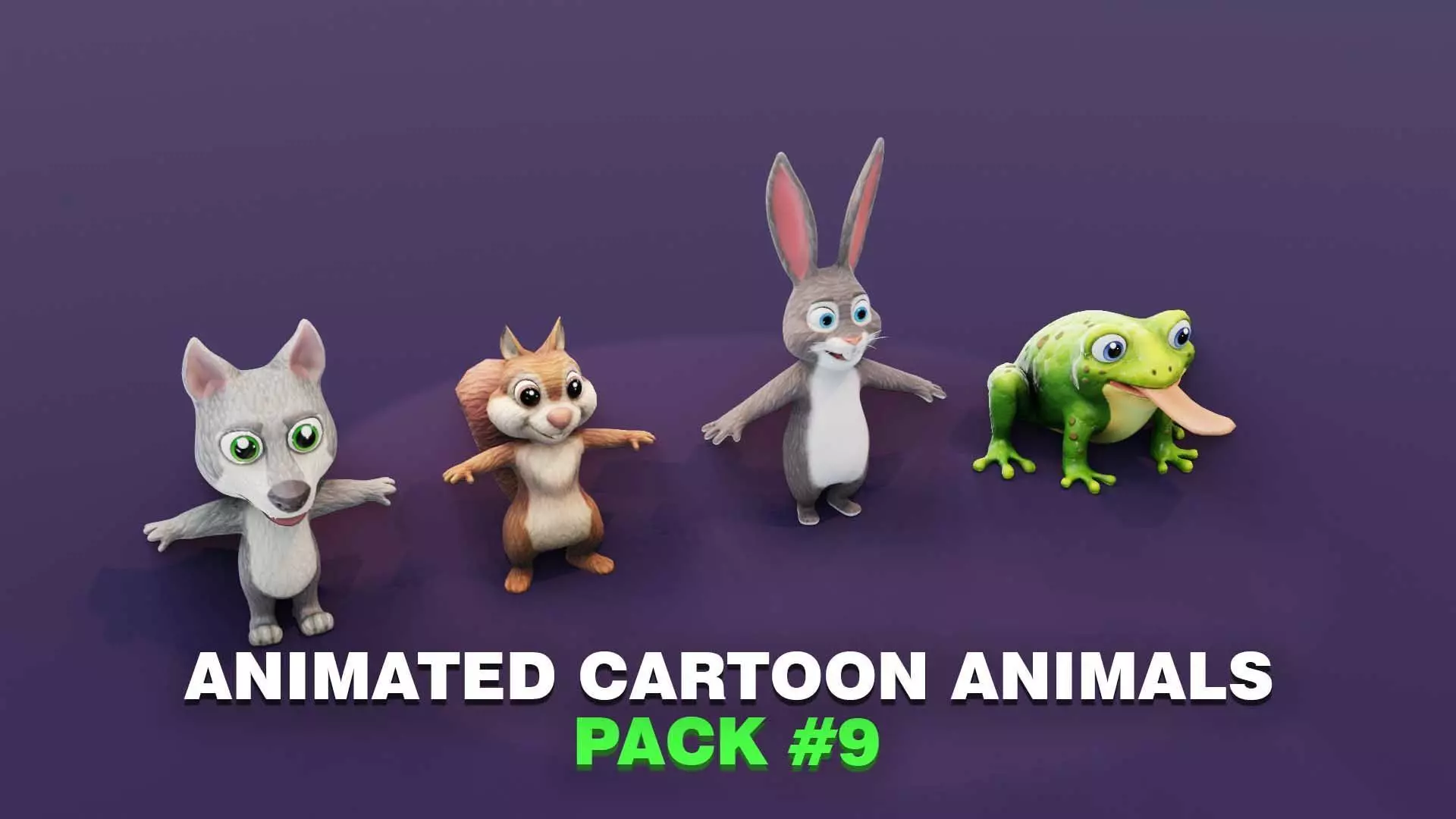 Wolf Fox Rabbit Frog 3D Models Pack Low-poly 3D model_0