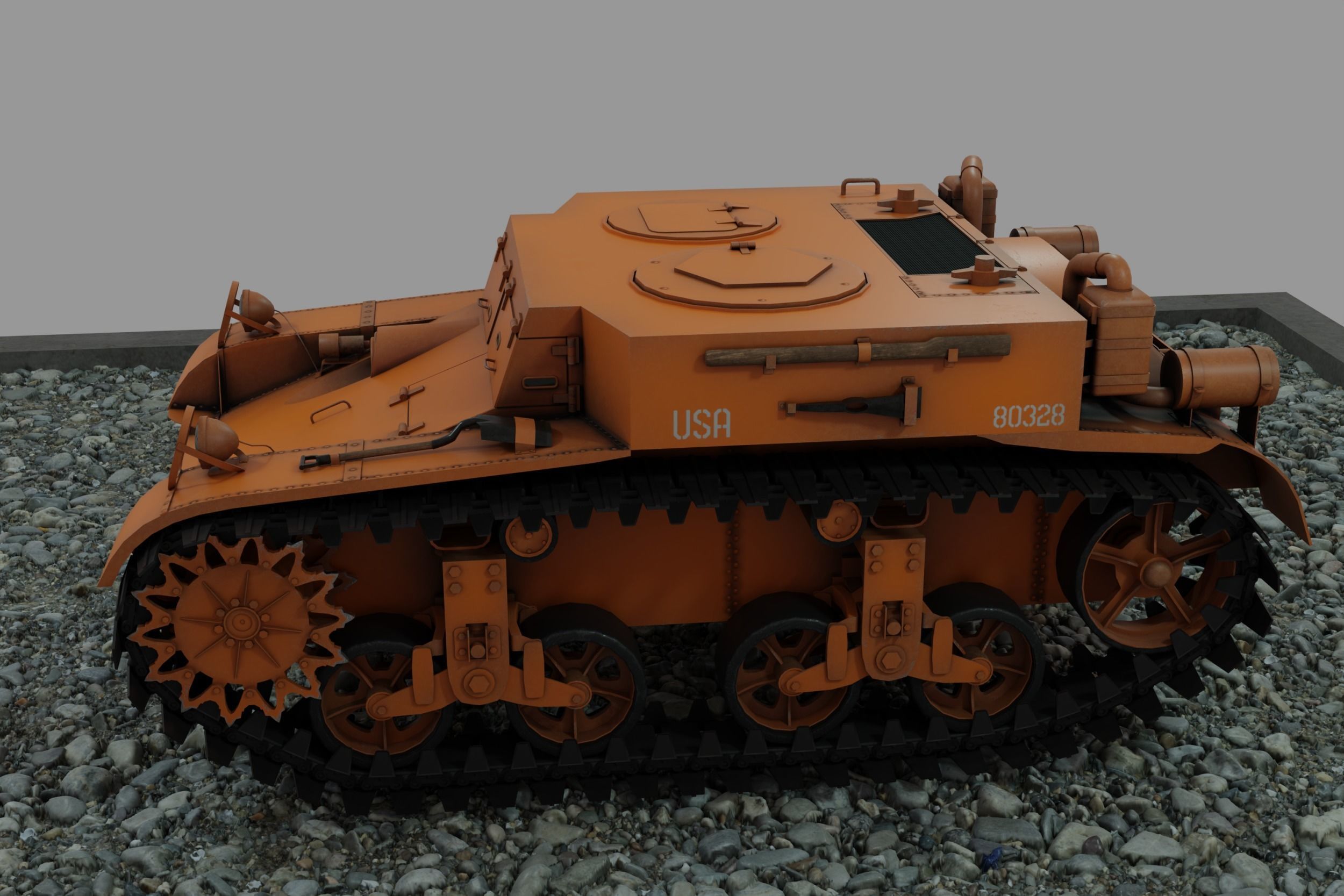 M2 Light Tank Low-poly 3D model_13