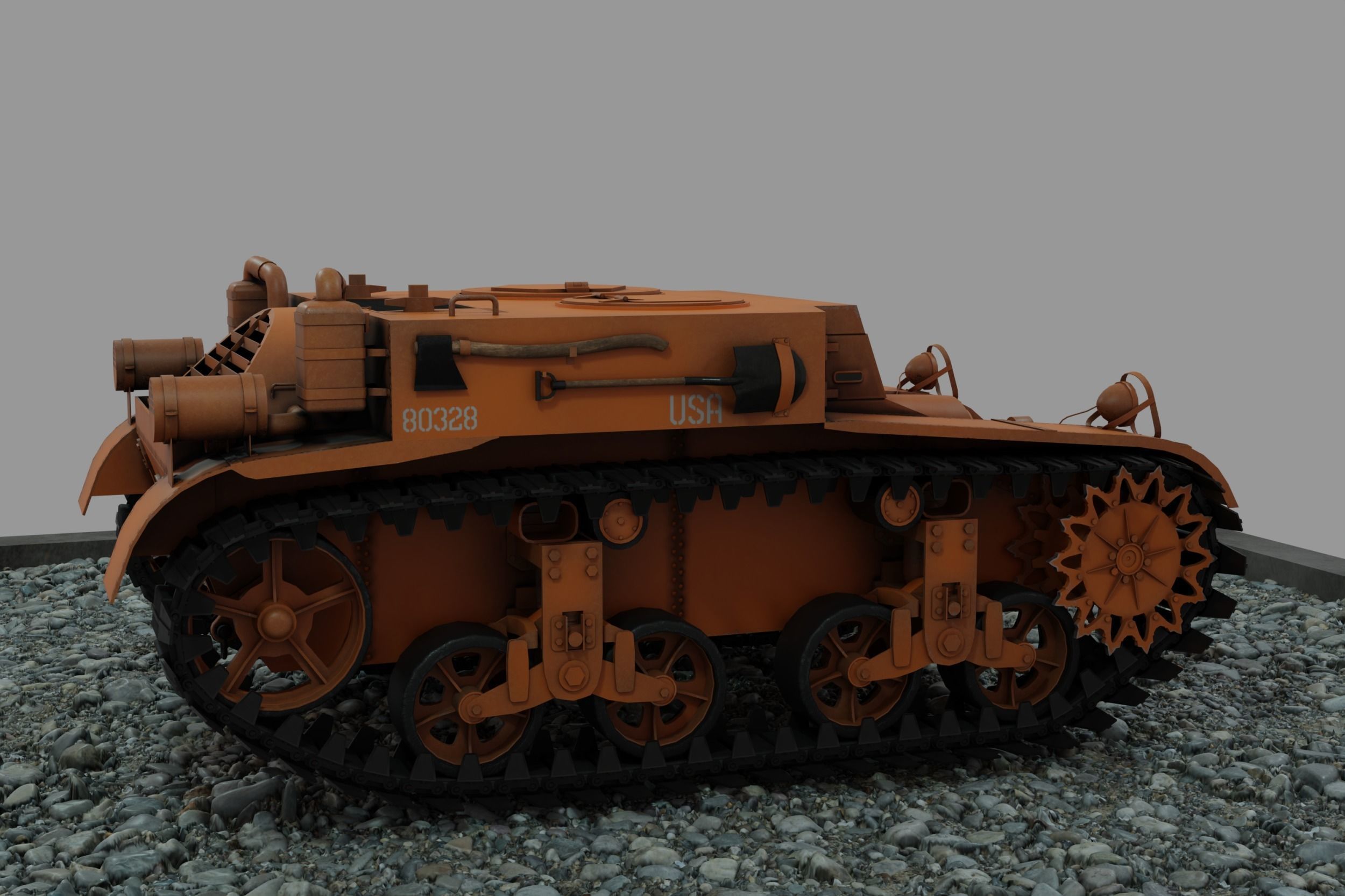 M2 Light Tank Low-poly 3D model_15