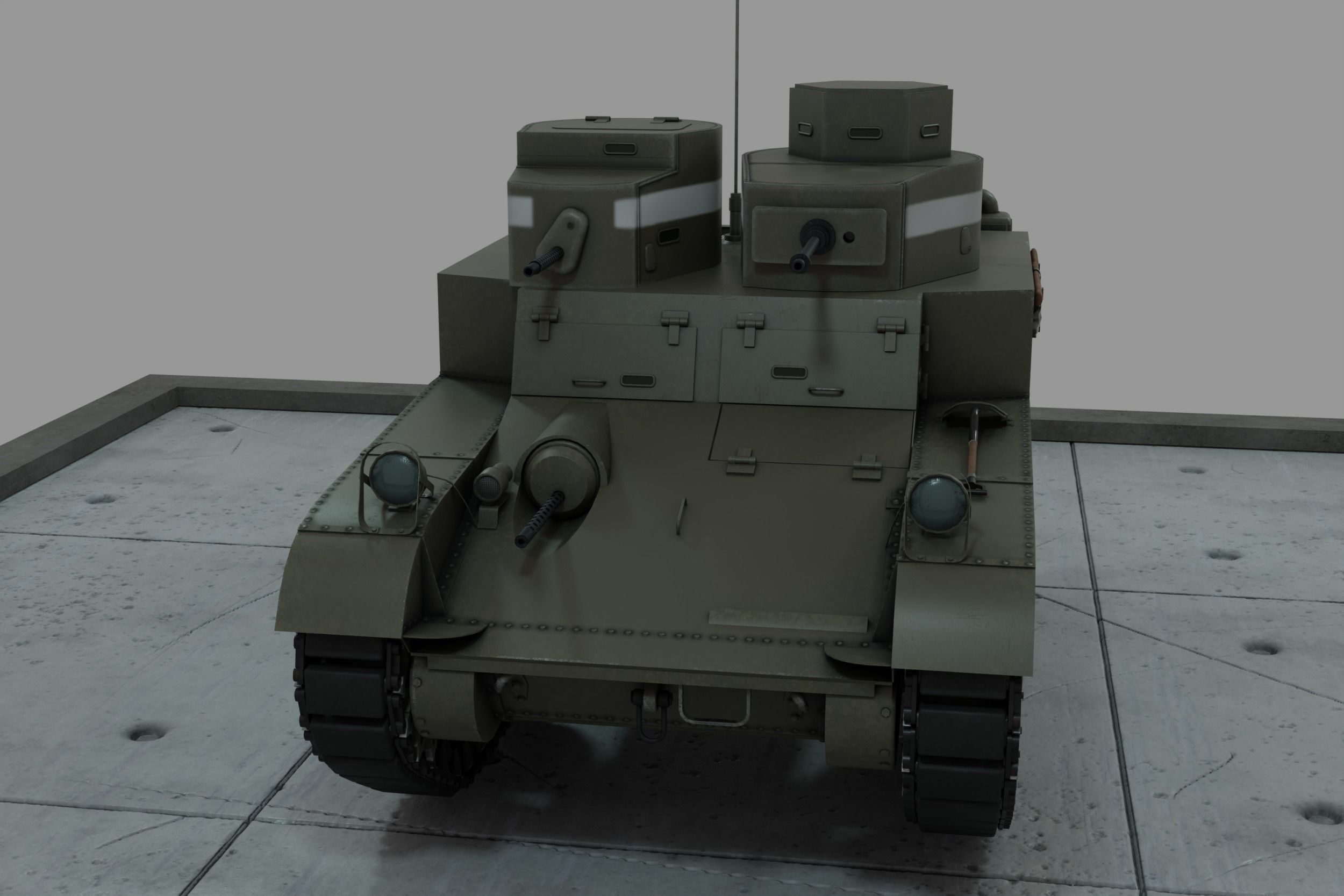 M2 Light Tank Low-poly 3D model_7