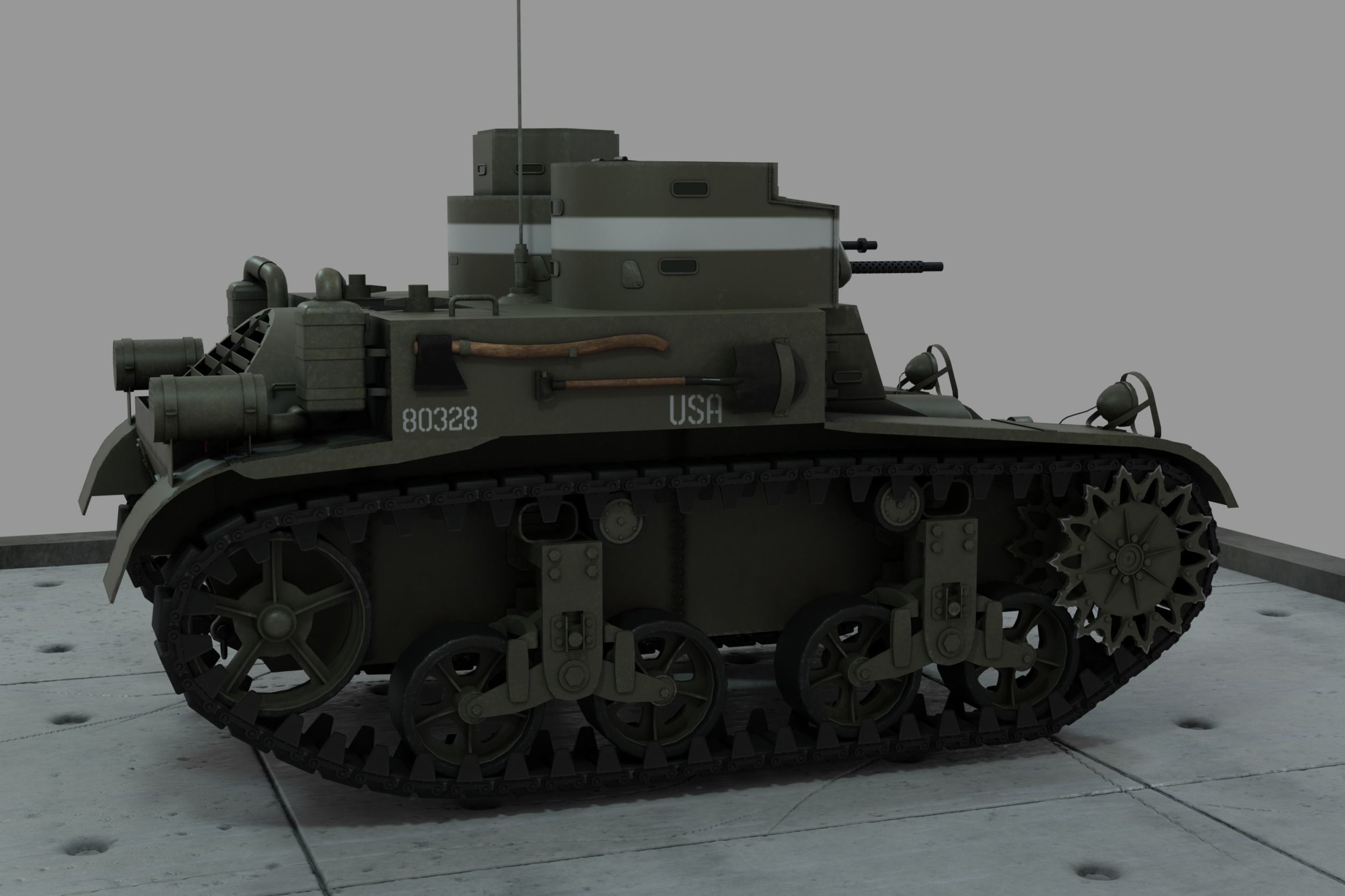 M2 Light Tank Low-poly 3D model_10