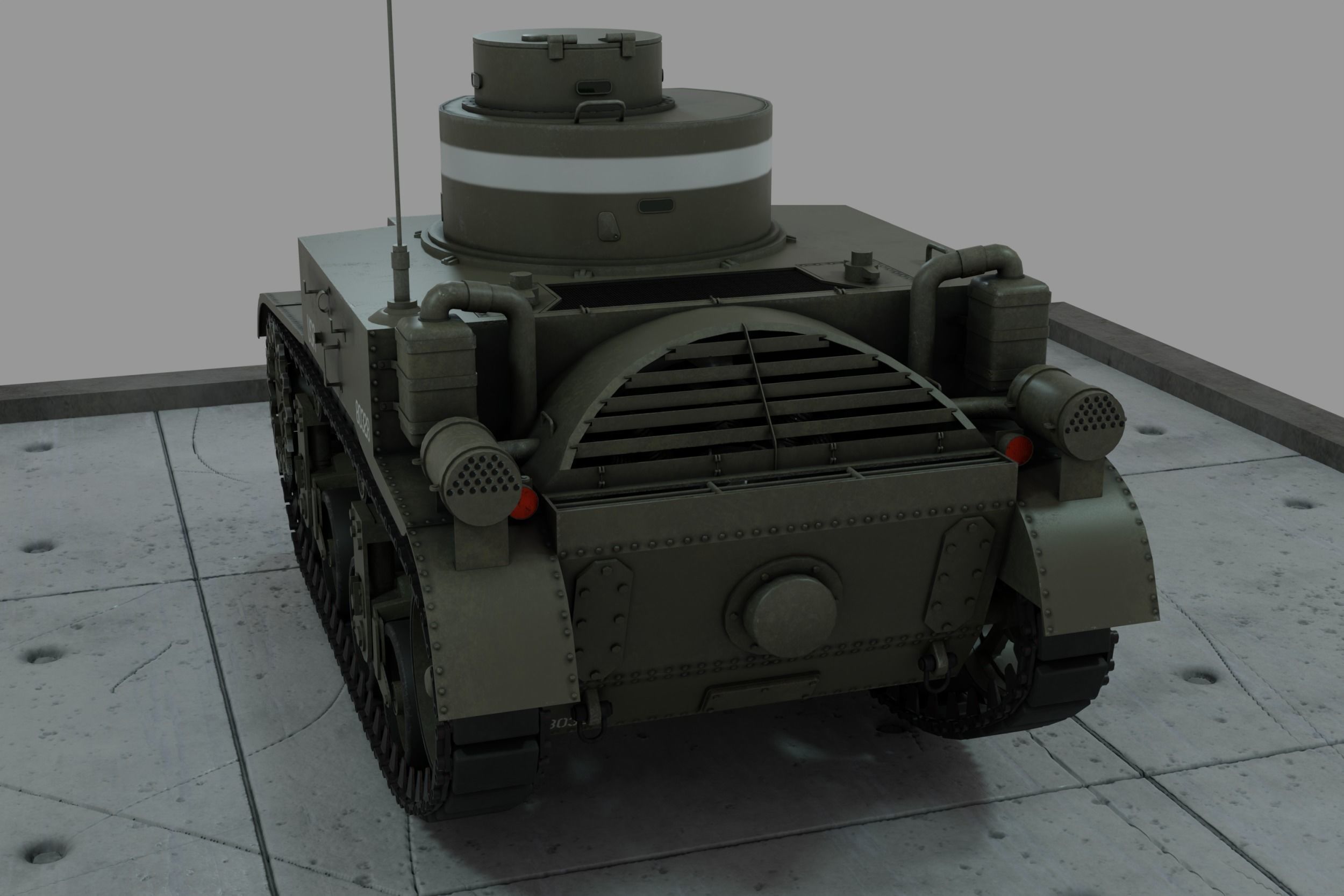 M2 Light Tank Low-poly 3D model_4