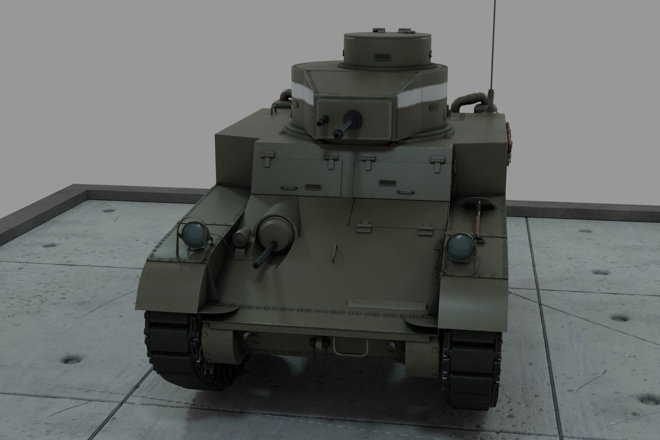M2 Light Tank Low-poly 3D model_2