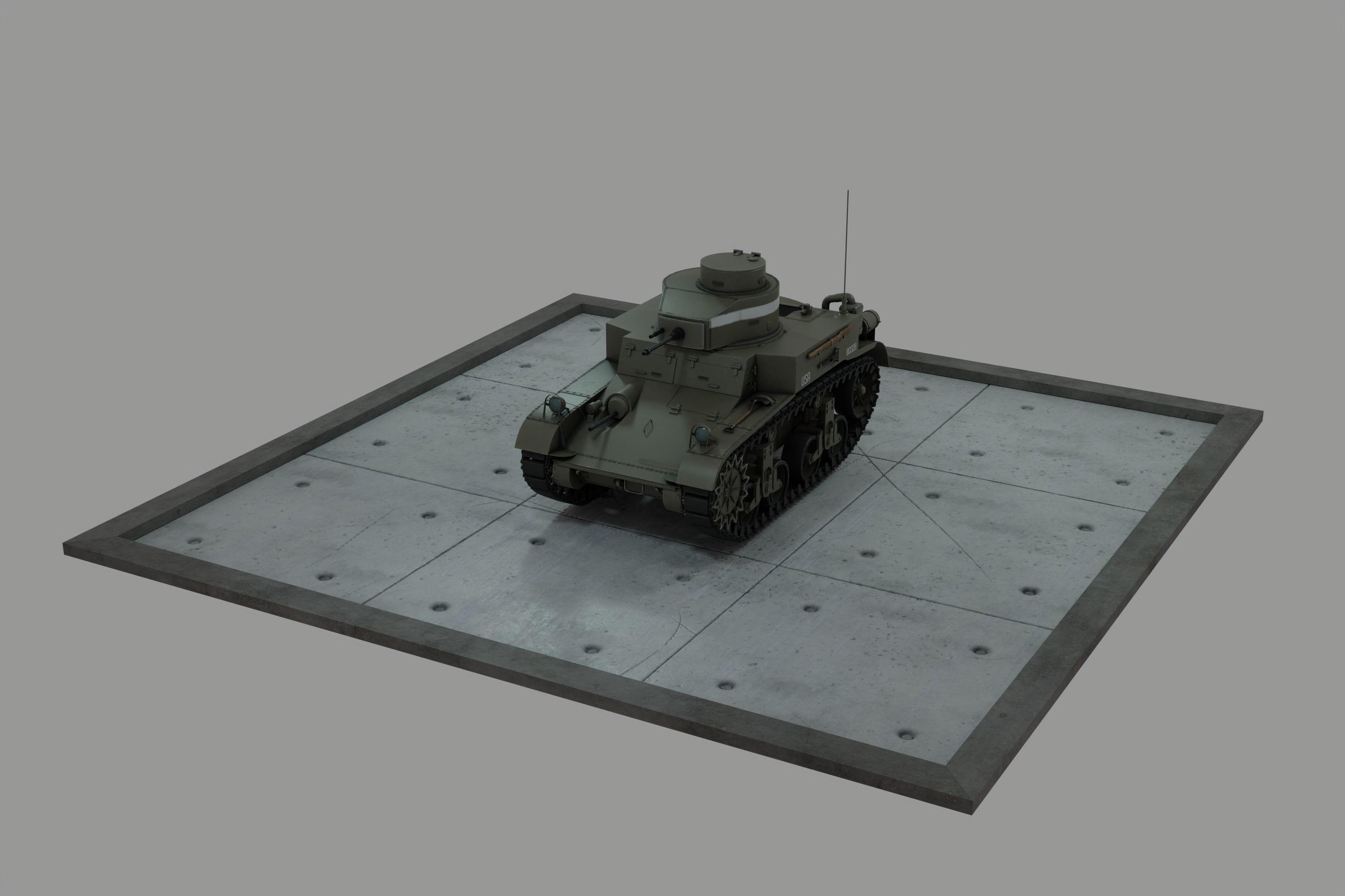 M2 Light Tank Low-poly 3D model_1