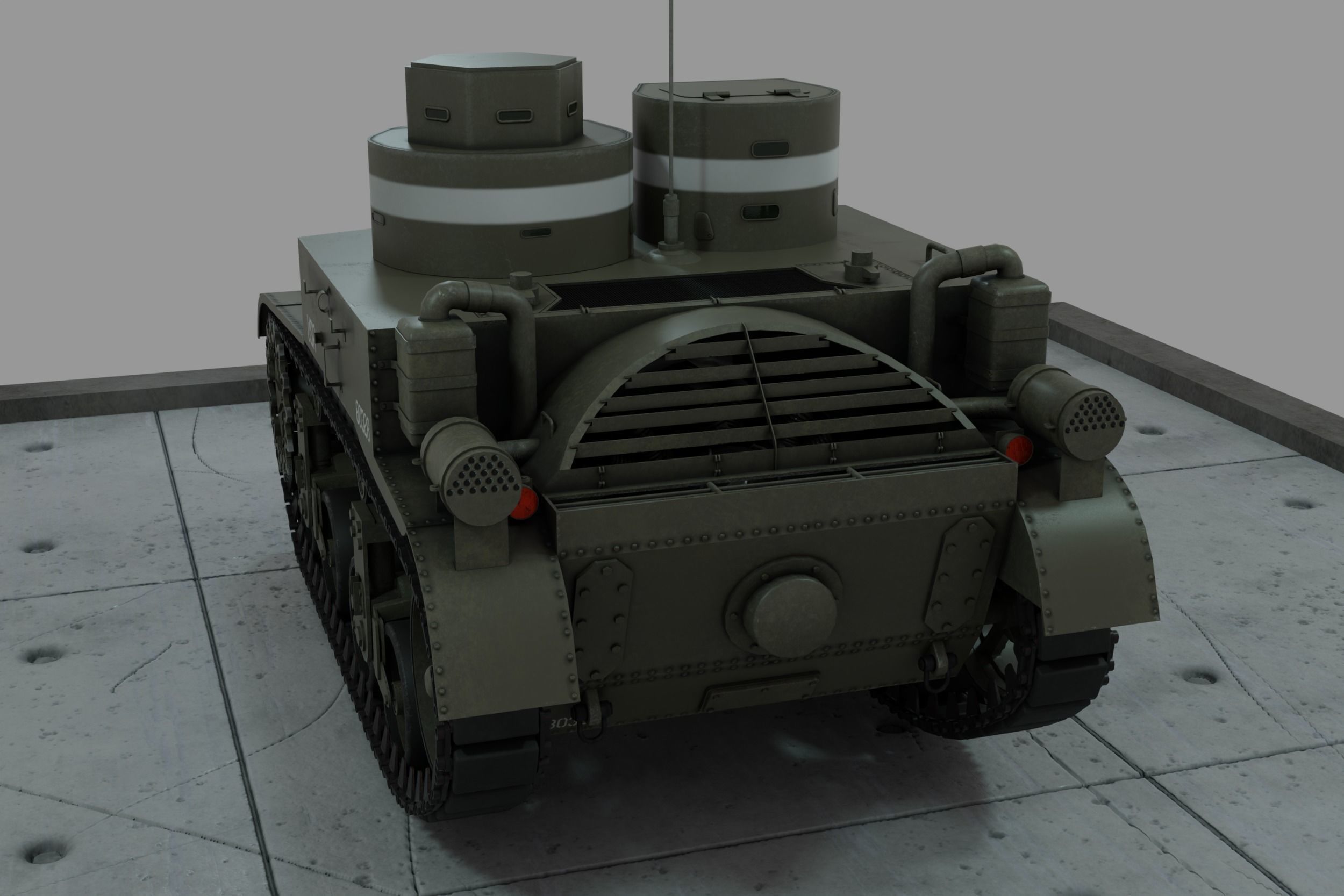 M2 Light Tank Low-poly 3D model_9