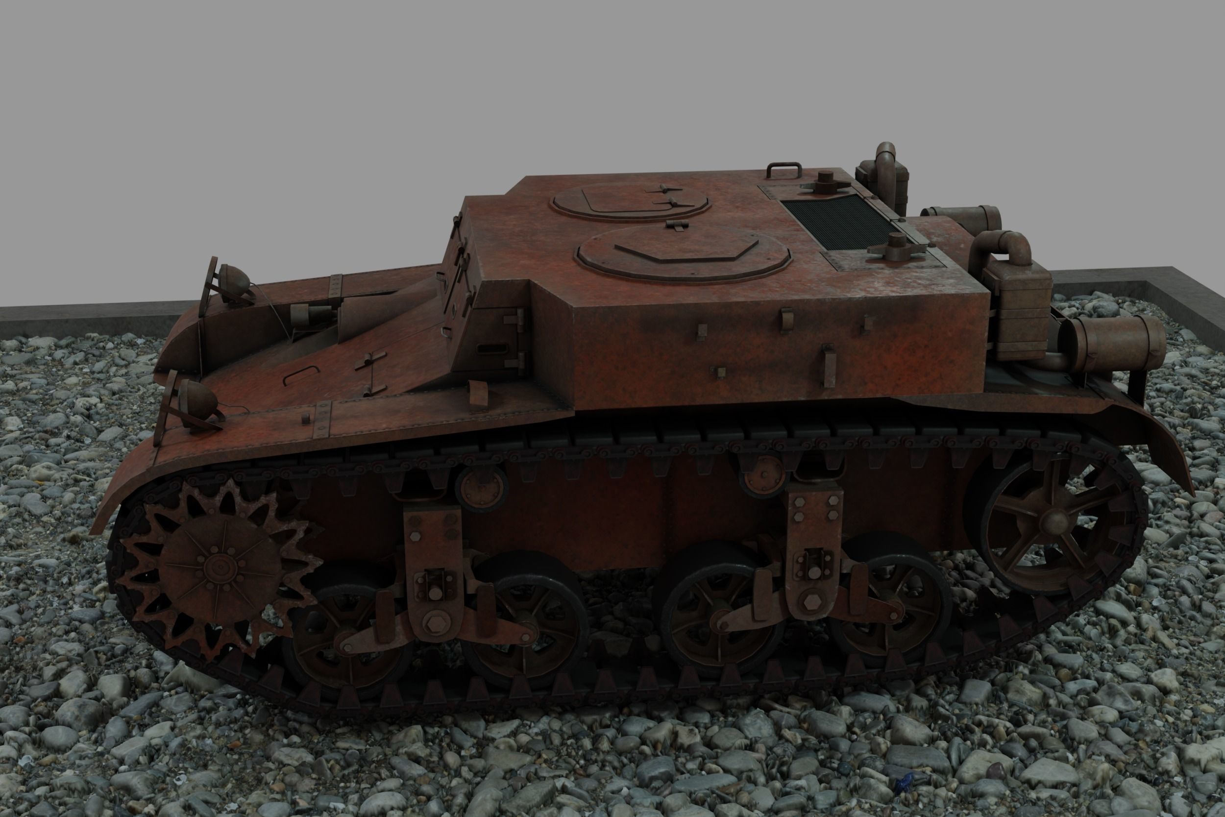 M2 Light Tank Low-poly 3D model_18