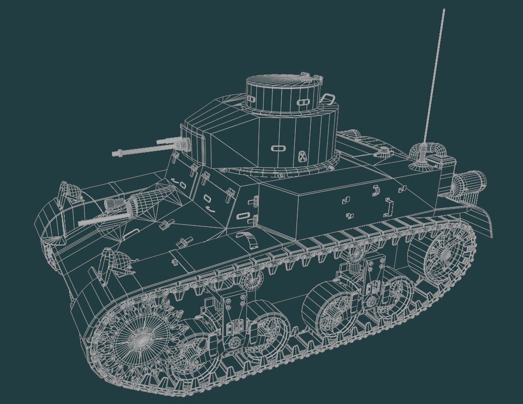M2 Light Tank Low-poly 3D model_22