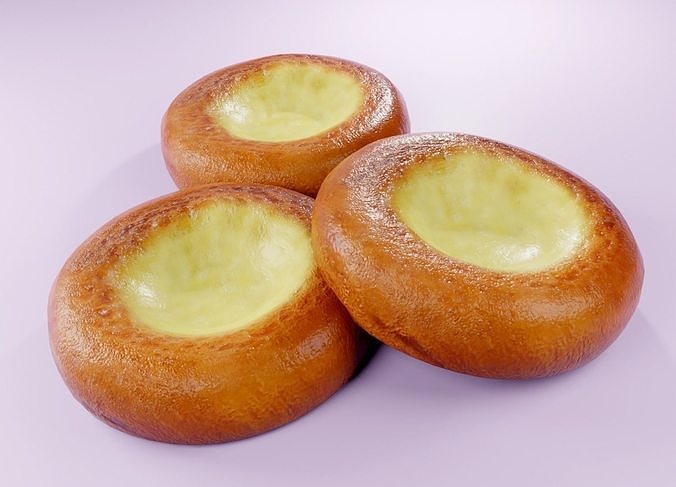 Custard  Cream Buns Low-poly 3D model 4