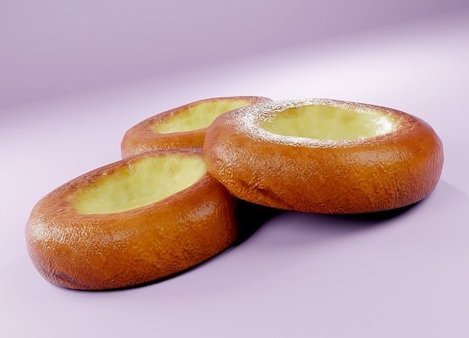 Custard  Cream Buns Low-poly 3D model 5
