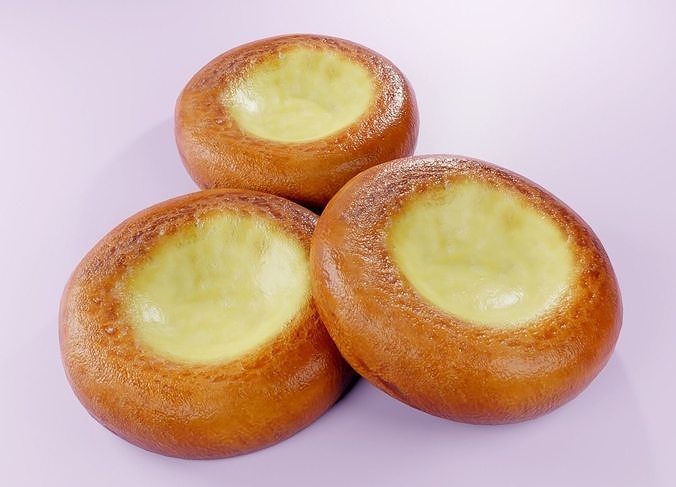 Custard  Cream Buns Low-poly 3D model 2