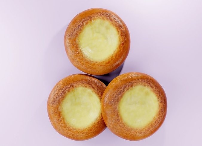 Custard  Cream Buns Low-poly 3D model 3