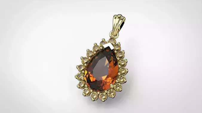 Cluster  Pear  Citrine  Pendant 3D print model