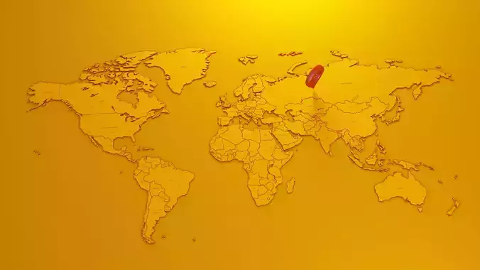 World map 3D model  with country names  3D model