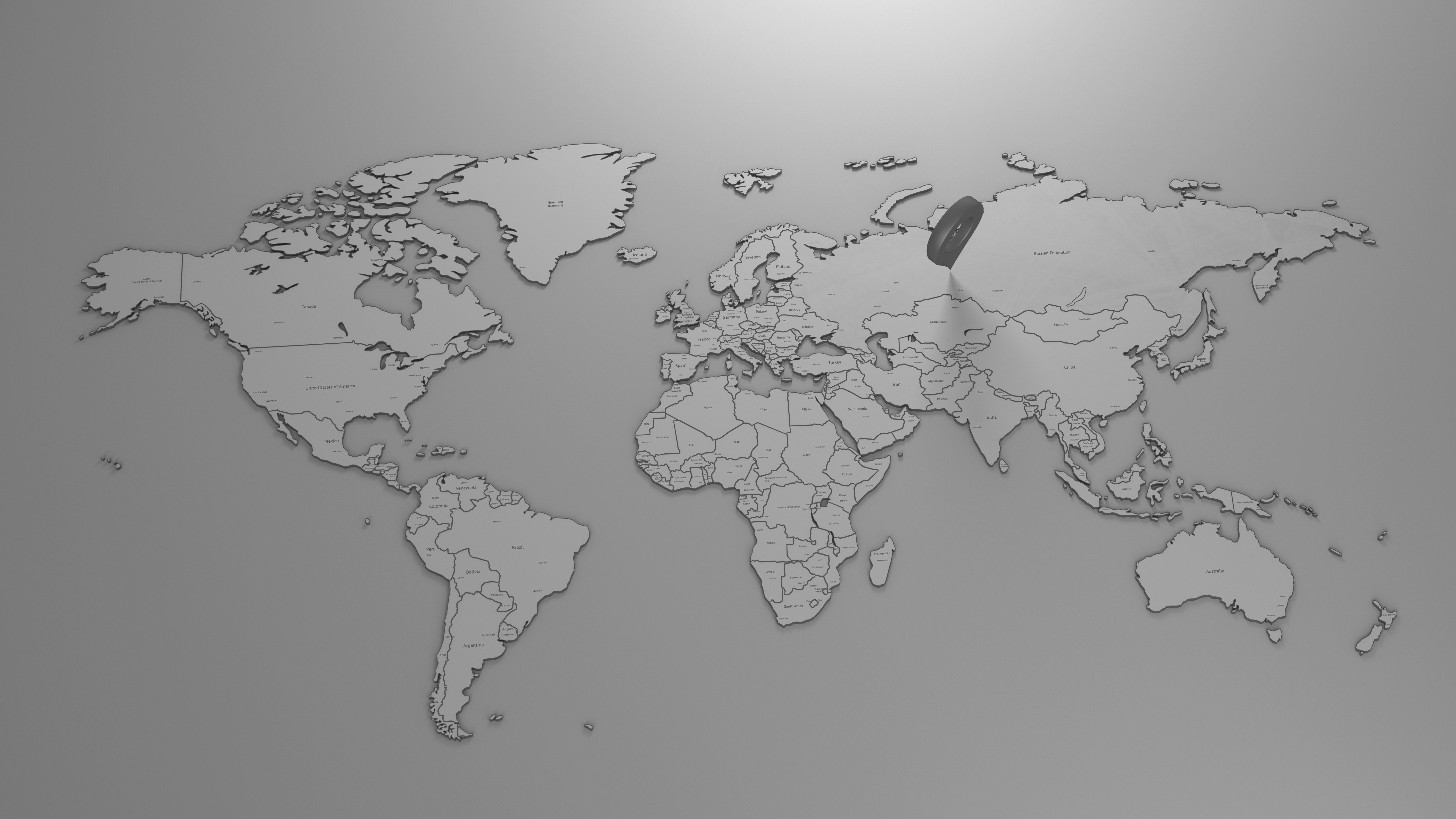 World map 3D model with country names 3D model_2