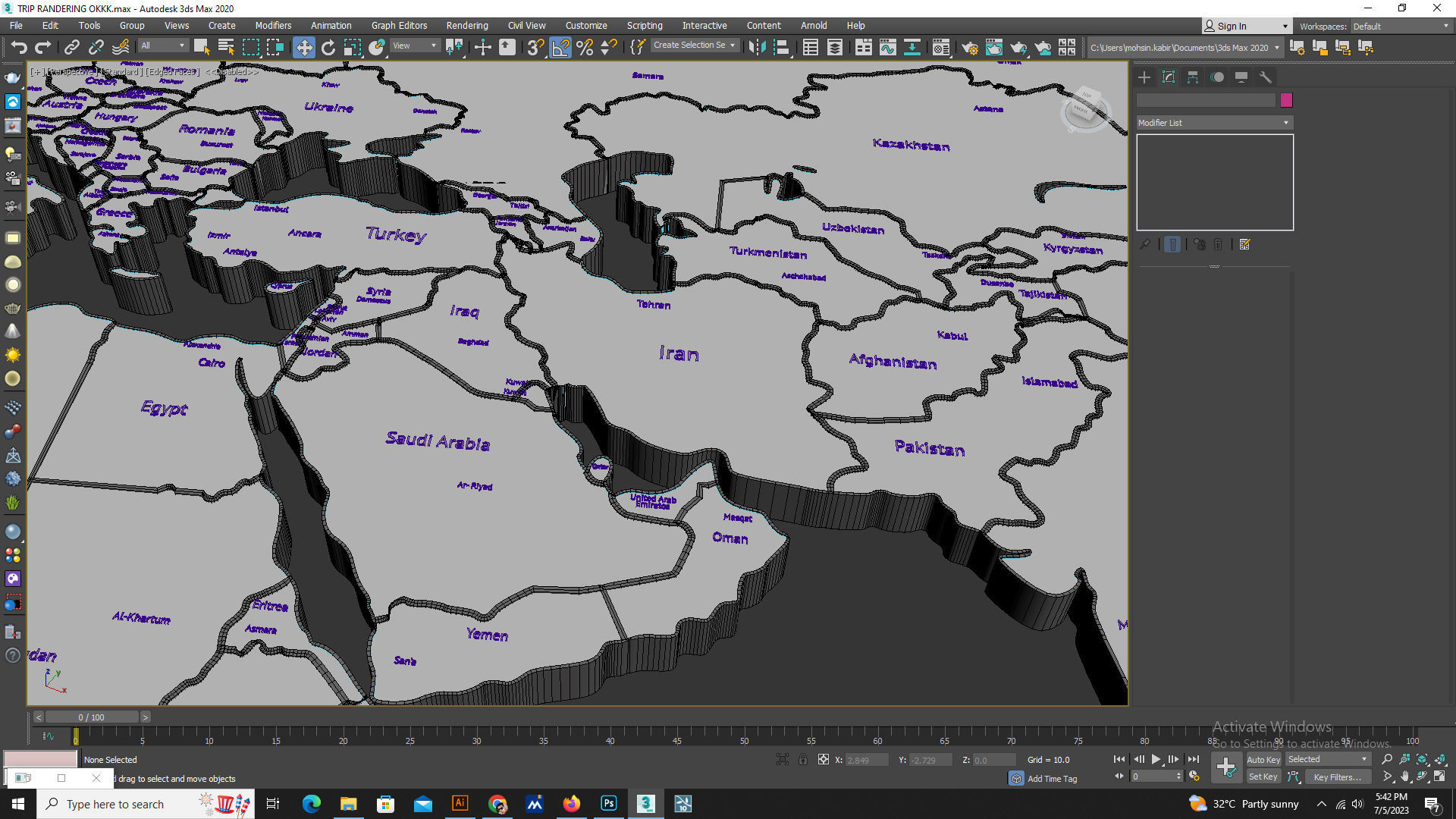 World map 3D model with country names 3D model_1