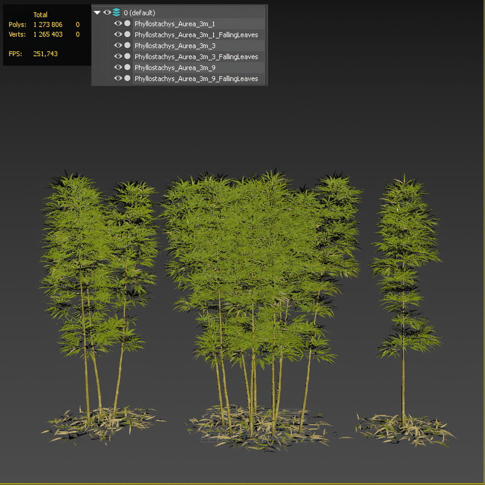 Bamboo Phyllostachys Aurea 3m 3D model_2