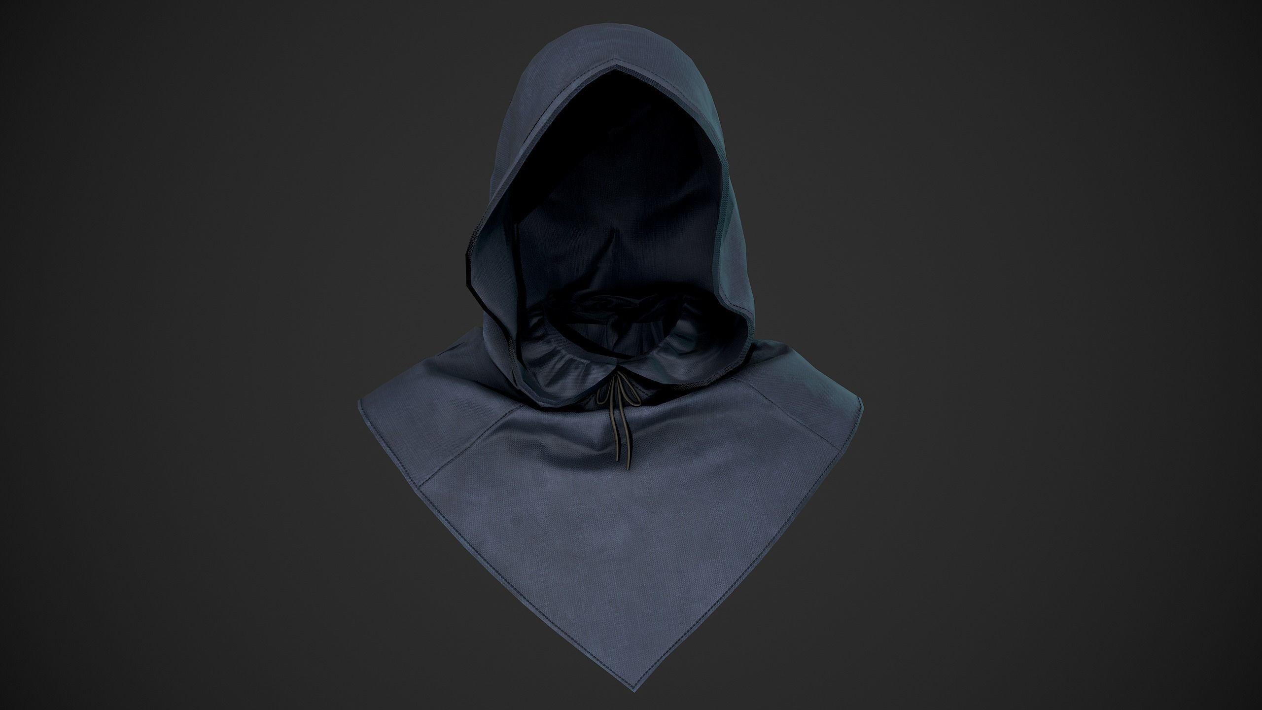 Blue Medieval Hood  Low-poly 3D model_1
