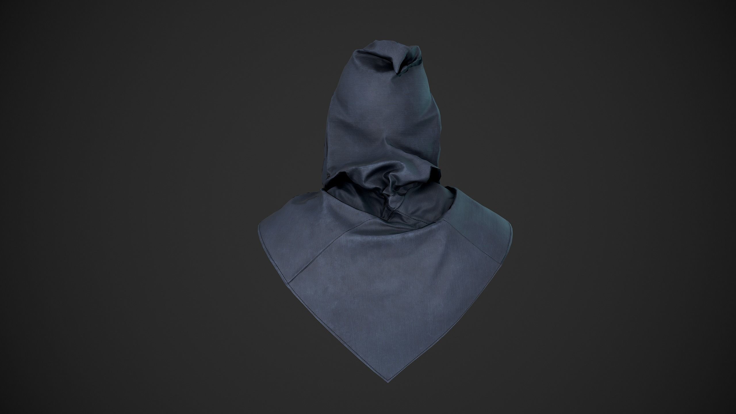 Blue Medieval Hood  Low-poly 3D model_4