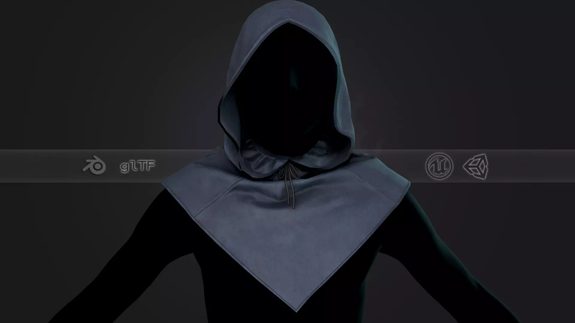 Blue Medieval Hood  Low-poly 3D model_0