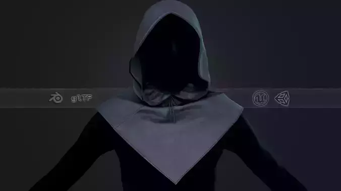 Blue Medieval Hood  Low-poly 3D model