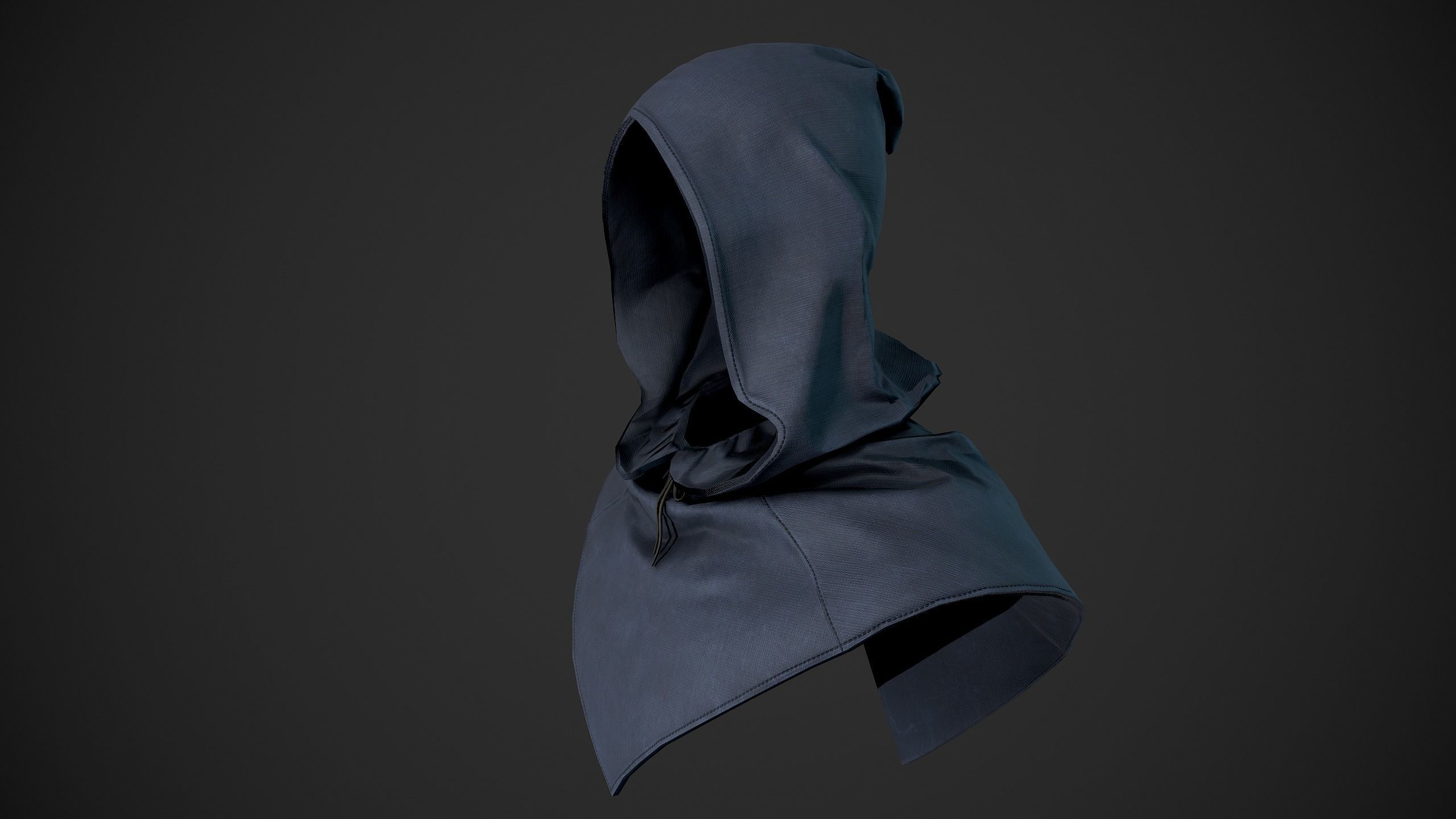 Blue Medieval Hood  Low-poly 3D model_3