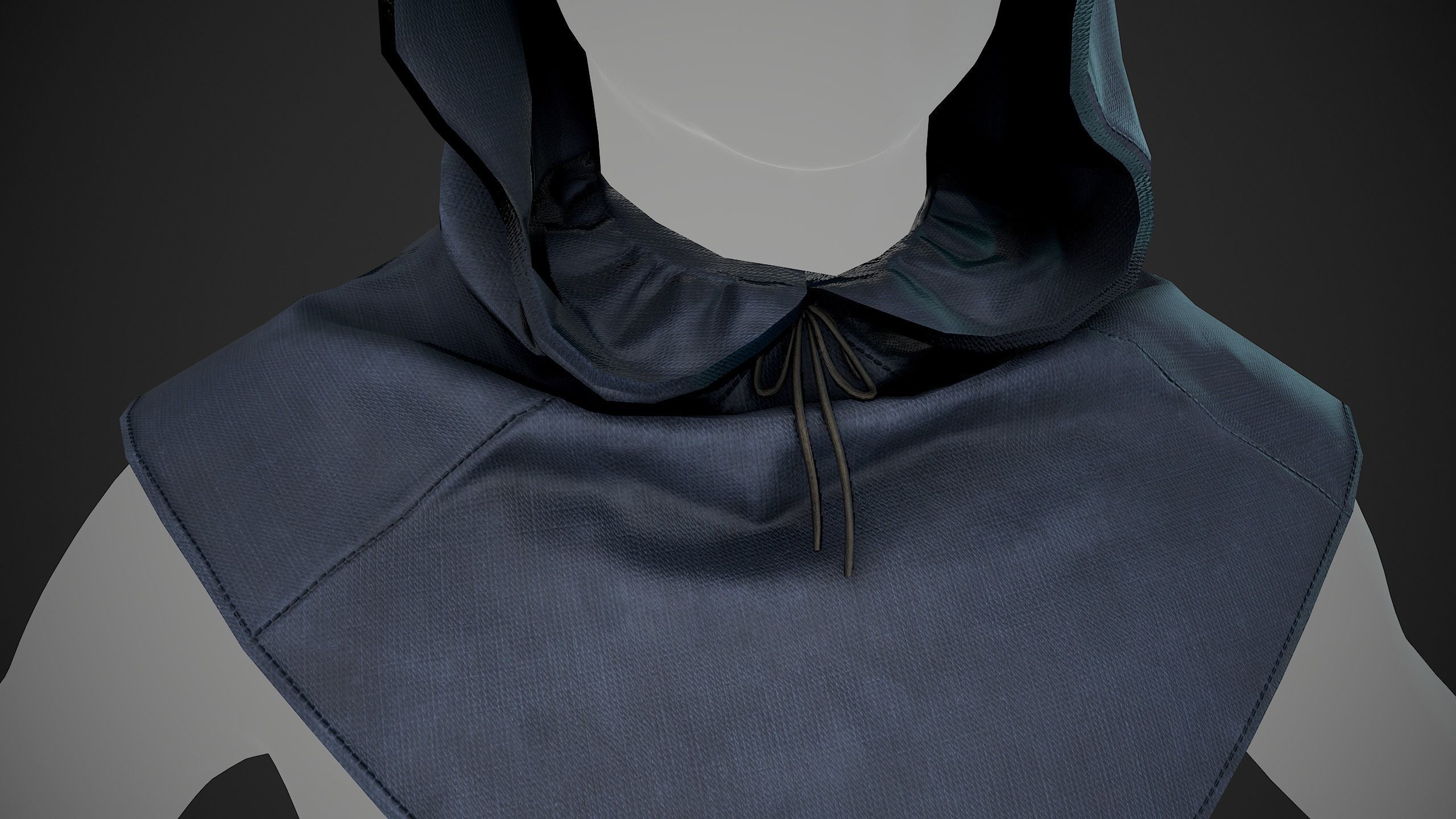 Blue Medieval Hood  Low-poly 3D model_12
