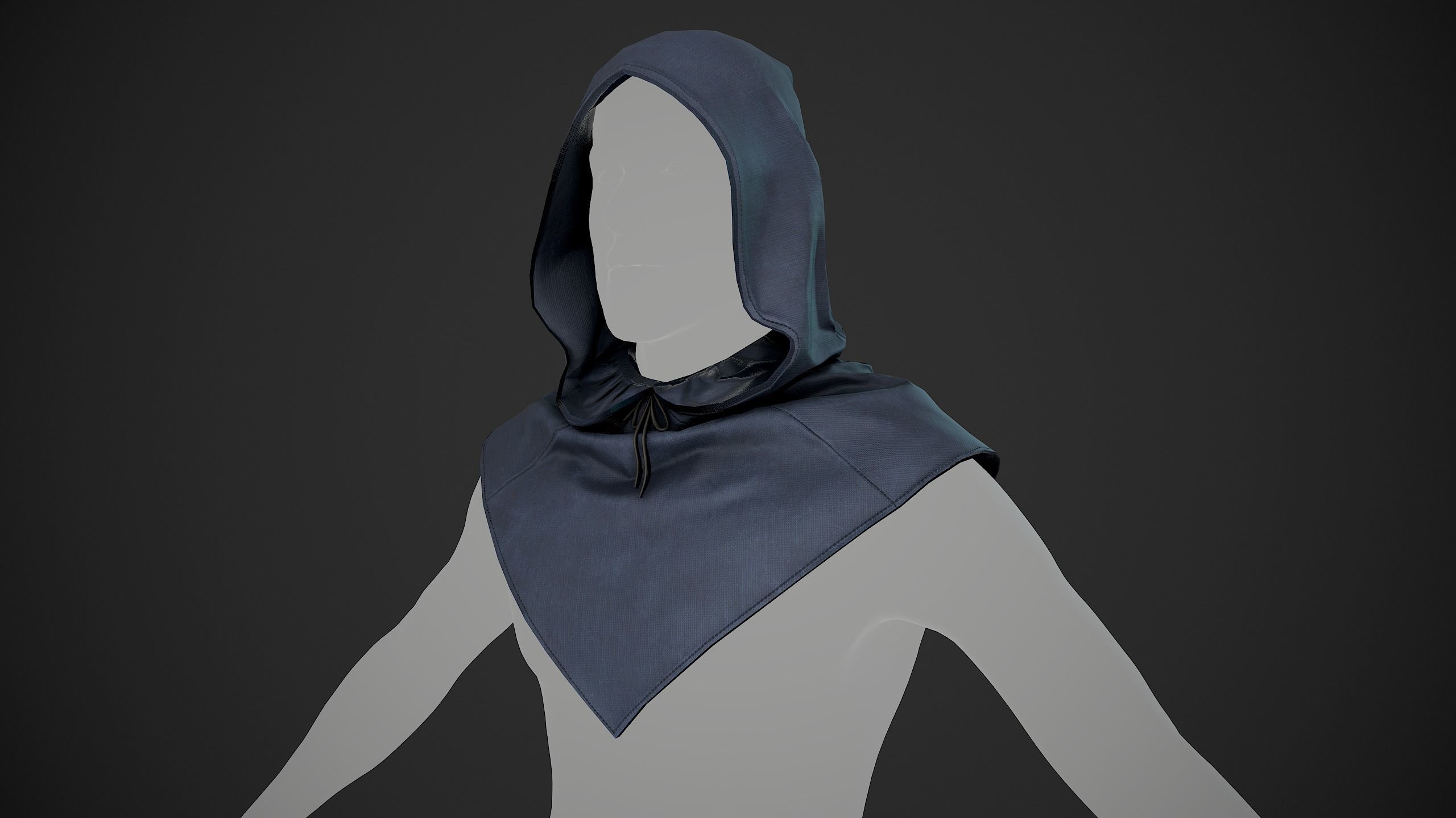 Blue Medieval Hood  Low-poly 3D model_11