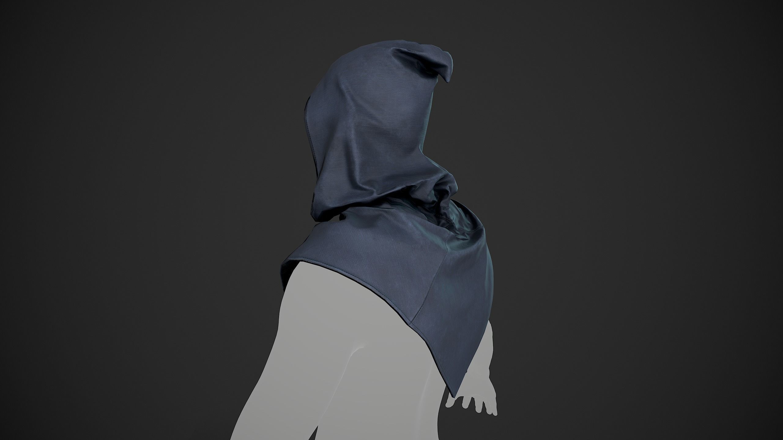 Blue Medieval Hood  Low-poly 3D model_8