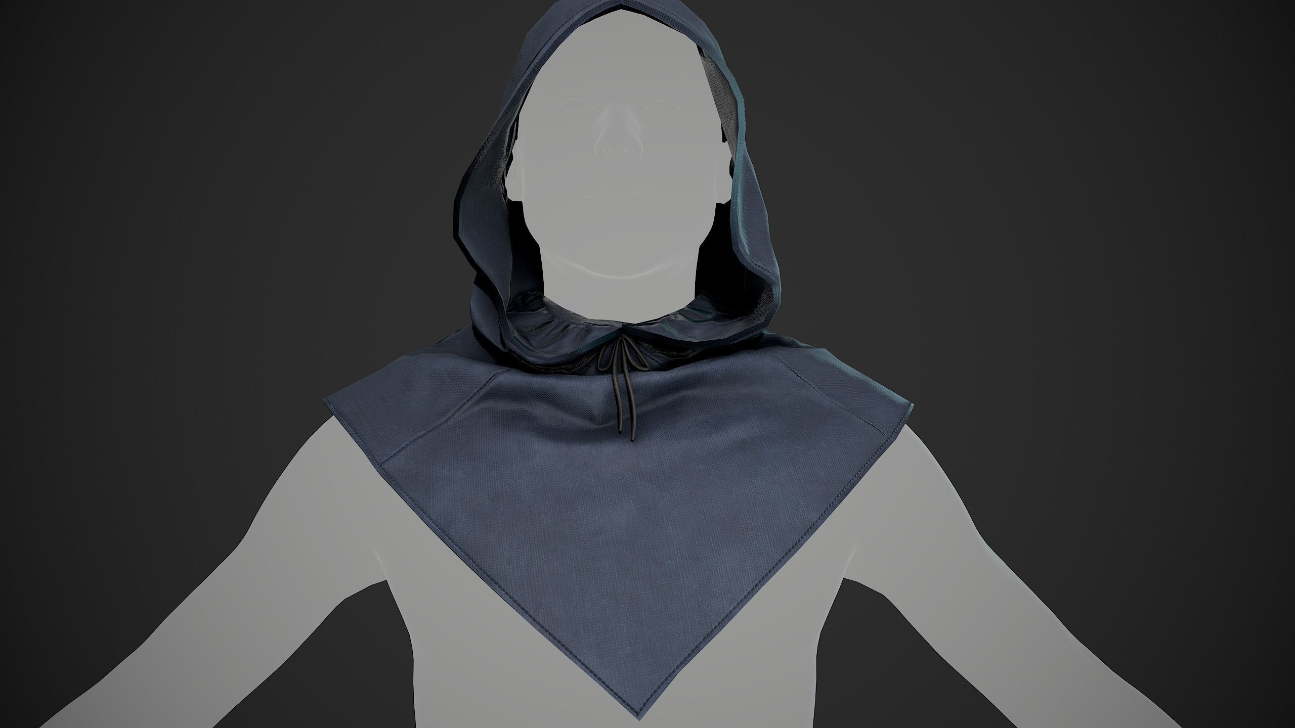 Blue Medieval Hood  Low-poly 3D model_9