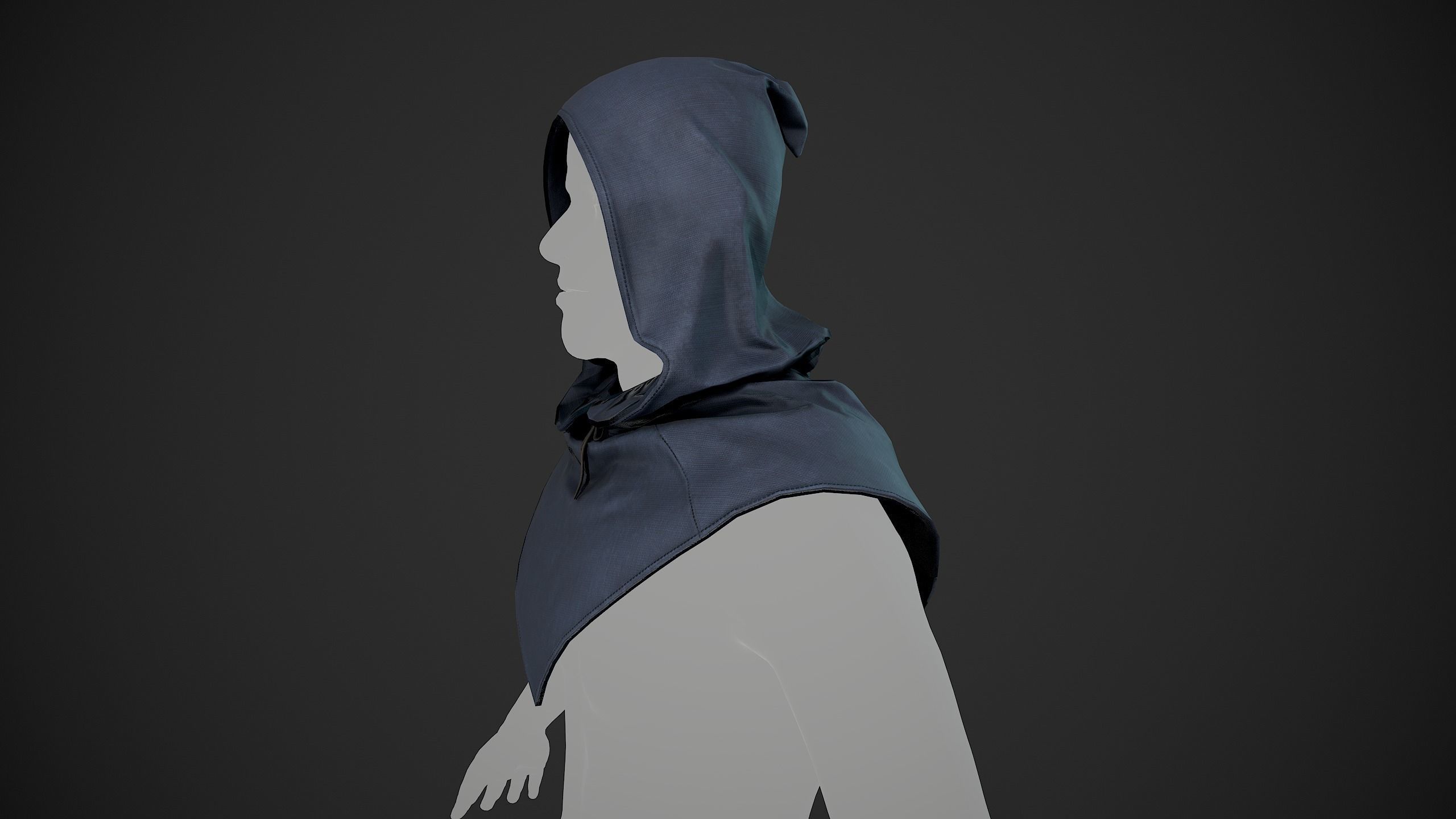 Blue Medieval Hood  Low-poly 3D model_10