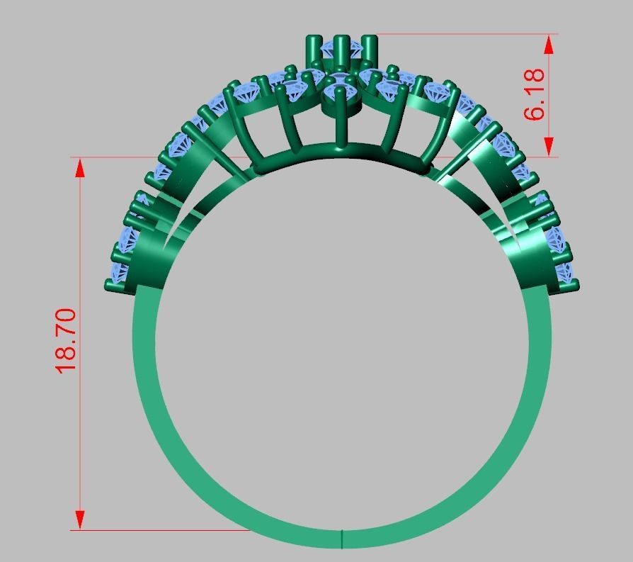 Diamond ring 0382 3D printable model 3D print model_12
