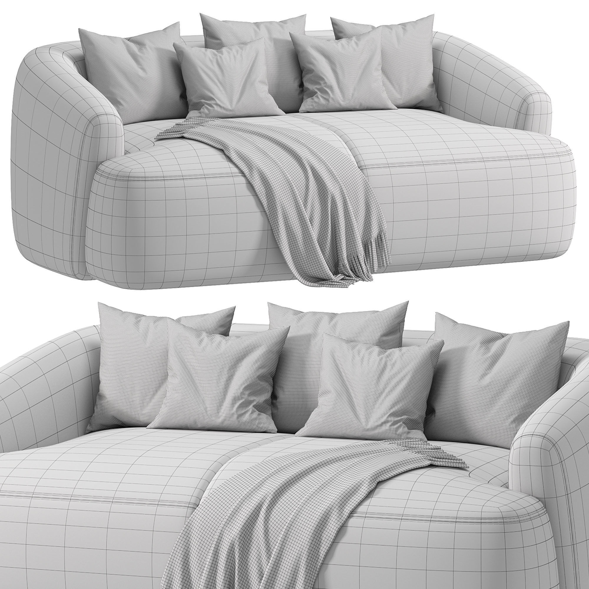 Modulaire zitbank Sofa By Westwing 3D model_2
