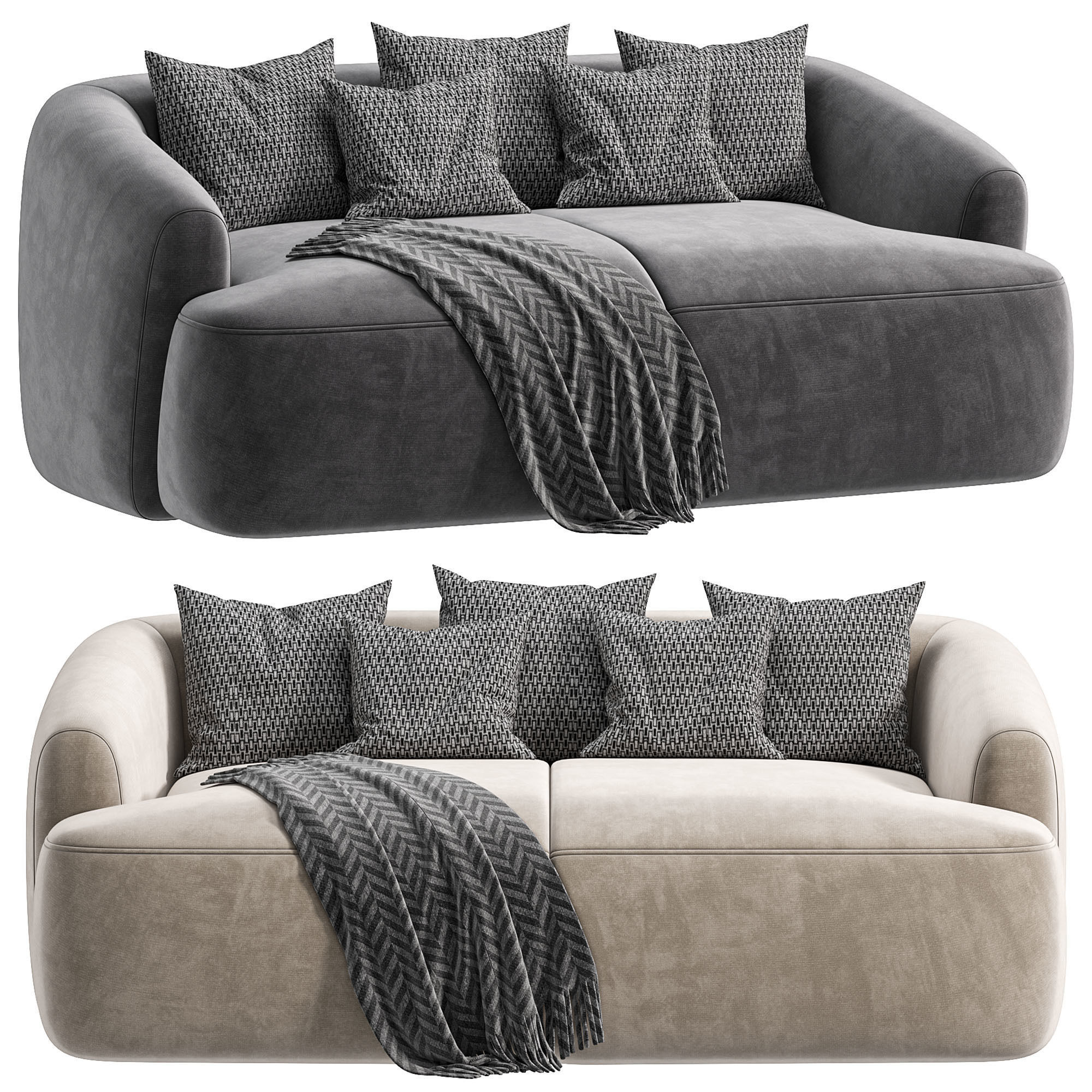 Modulaire zitbank Sofa By Westwing 3D model_1