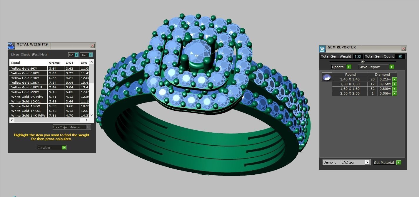 Diamond ring 0389 3D printable model 9 3D print model_18