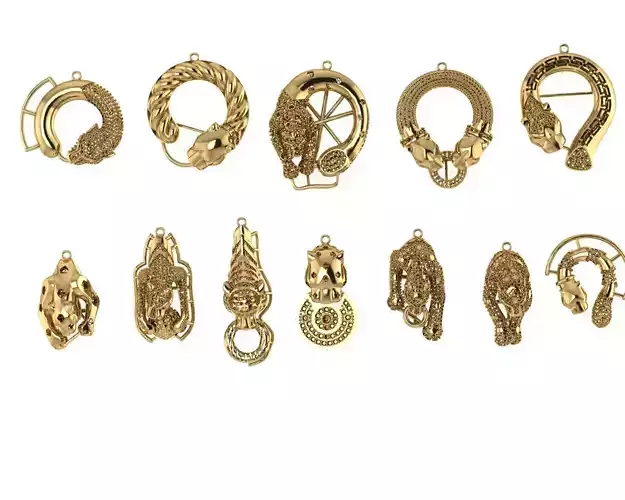 Collection 3d Pendants Jewellery Jaguar and Leopard 